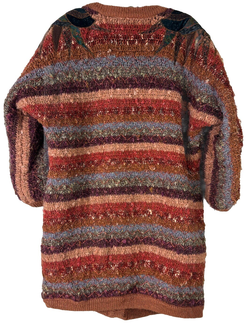 Marieakim XXL? Acrylic Patchwork Sweater Coat Button Up Heavy Dolman Sleeve EUC