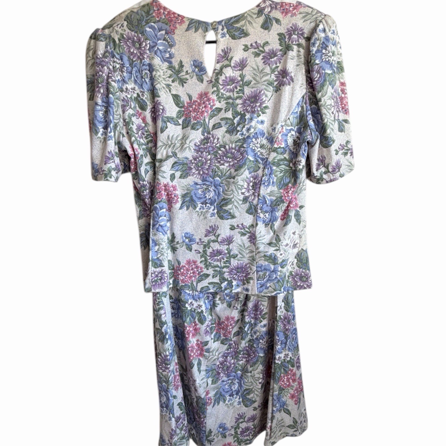 Vintage 80s Whirlaway Frock Top And Midi Skirt Set Floral Short Sleeve
