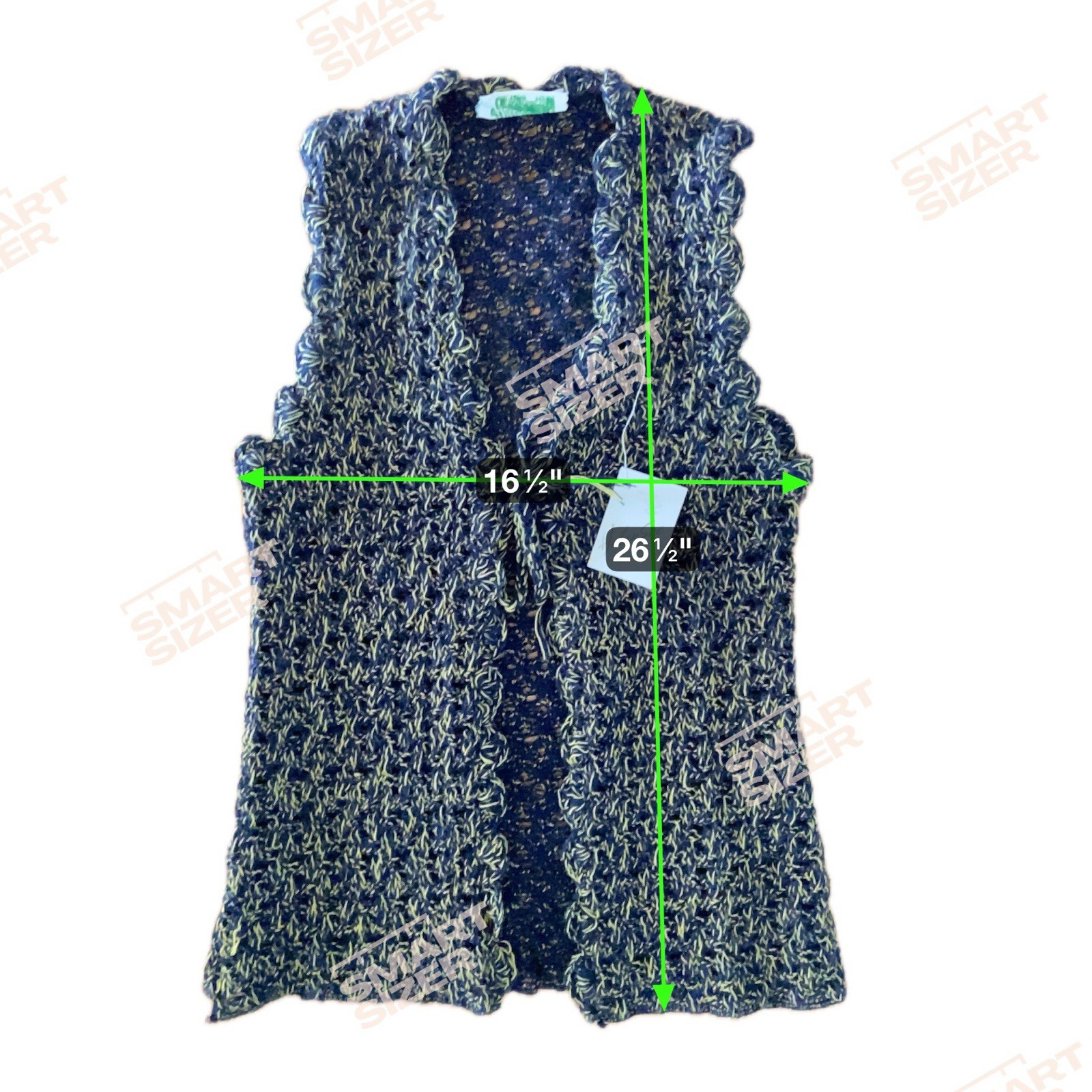 Vintage 60s 70s Helen Sue Crochet Knit Sweater Vest Open Grannycore Boho Hippie