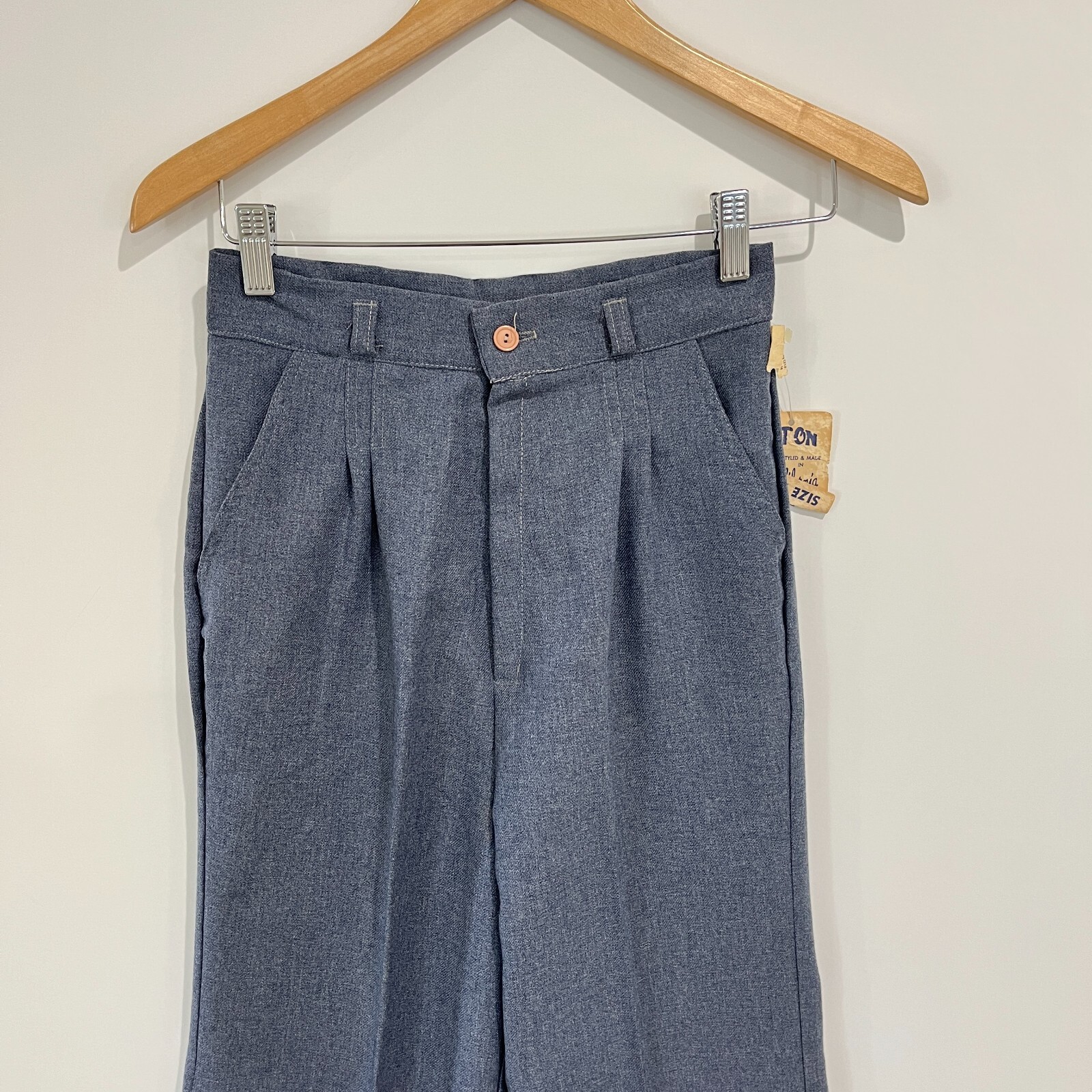 Vintage 70s Made In California Pleated High Waist Pants Deadstock NEW Size XS