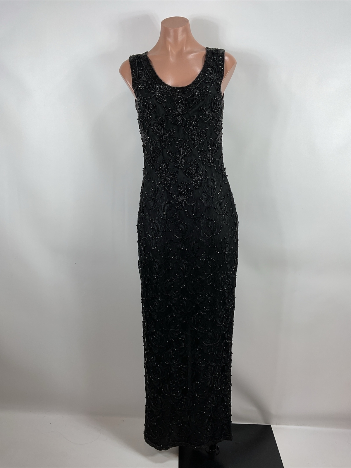 Vintage 90s Carina Dress Suit Sz M Beaded Sequin Sleeveless Evening Gown Set MOB