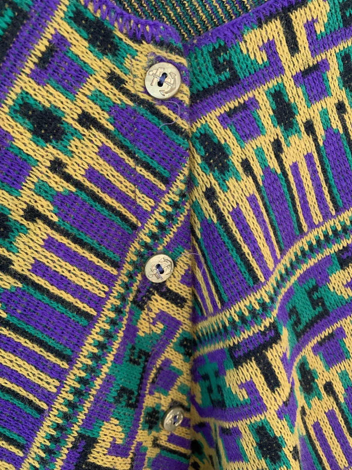 Vintage Poncho AOP Purple, Mustard, Green & Black W/ Fringe