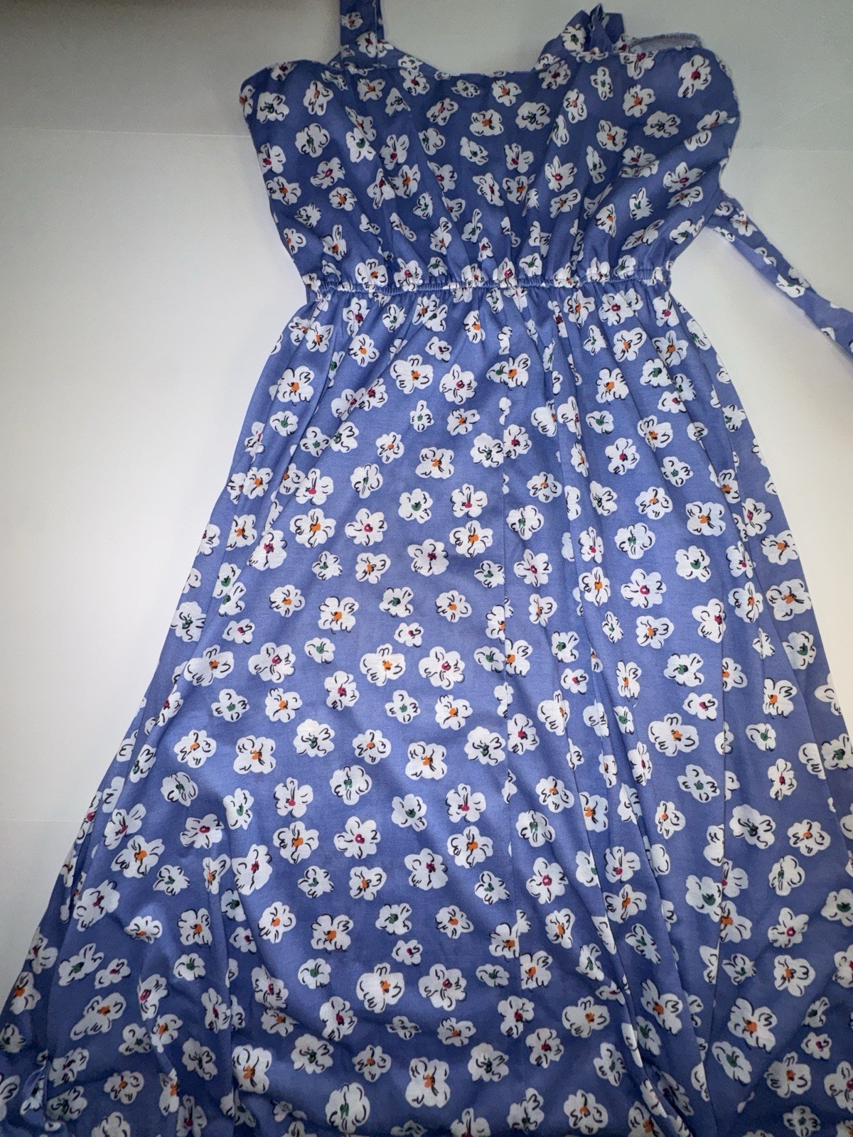 Vintage Dress Size 12 Darian Blue With Colorful Flowers Cinch Waist Floral 90’s