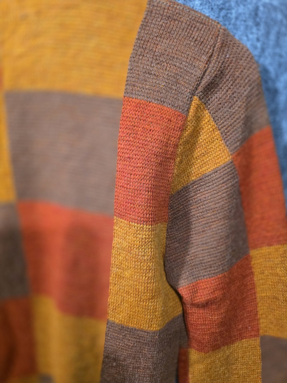 Vintage The Wilroy Traveller New York Knit Sweater Checkered Orange Brown 50s
