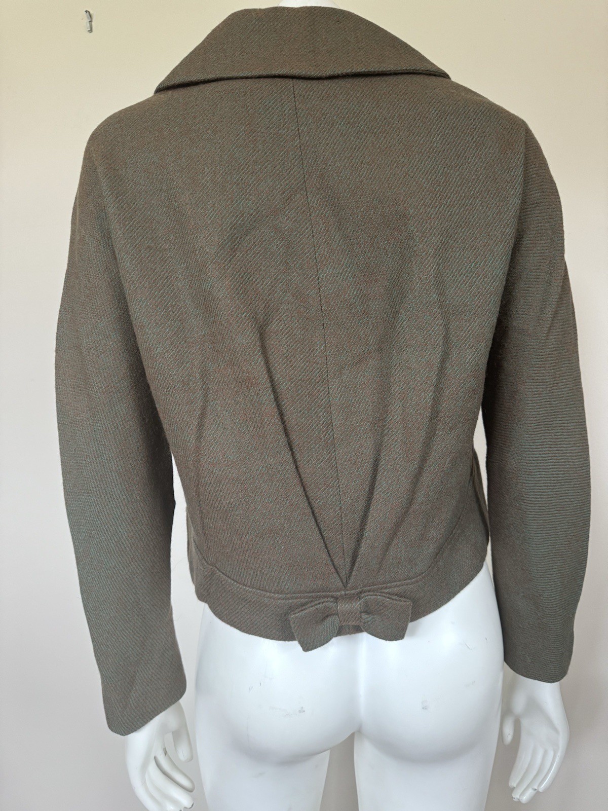 VTG 40s/50s Women’s Hyde Park Drum Tweed Jacket Back Bow Mid Century Retro Chic