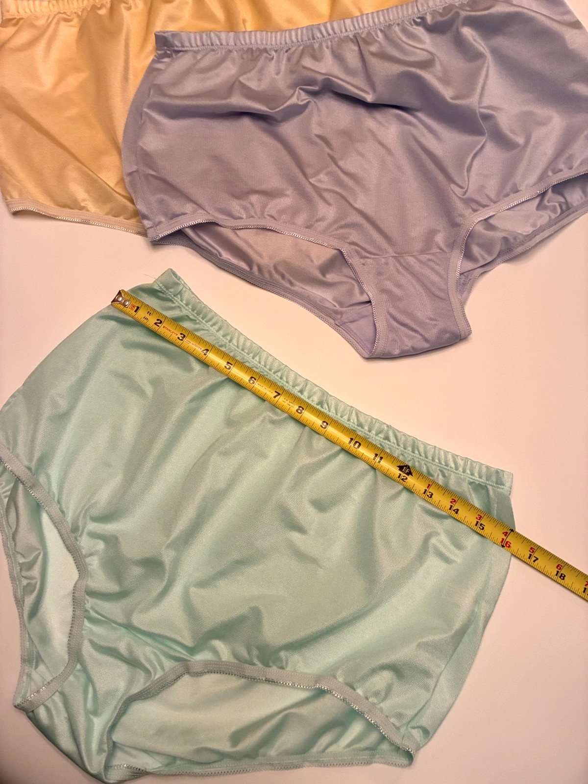 THREE Shiny SHEER NYLON PANTIES Size 8 XL Green YELLOW BLUE Second Skin Sissy