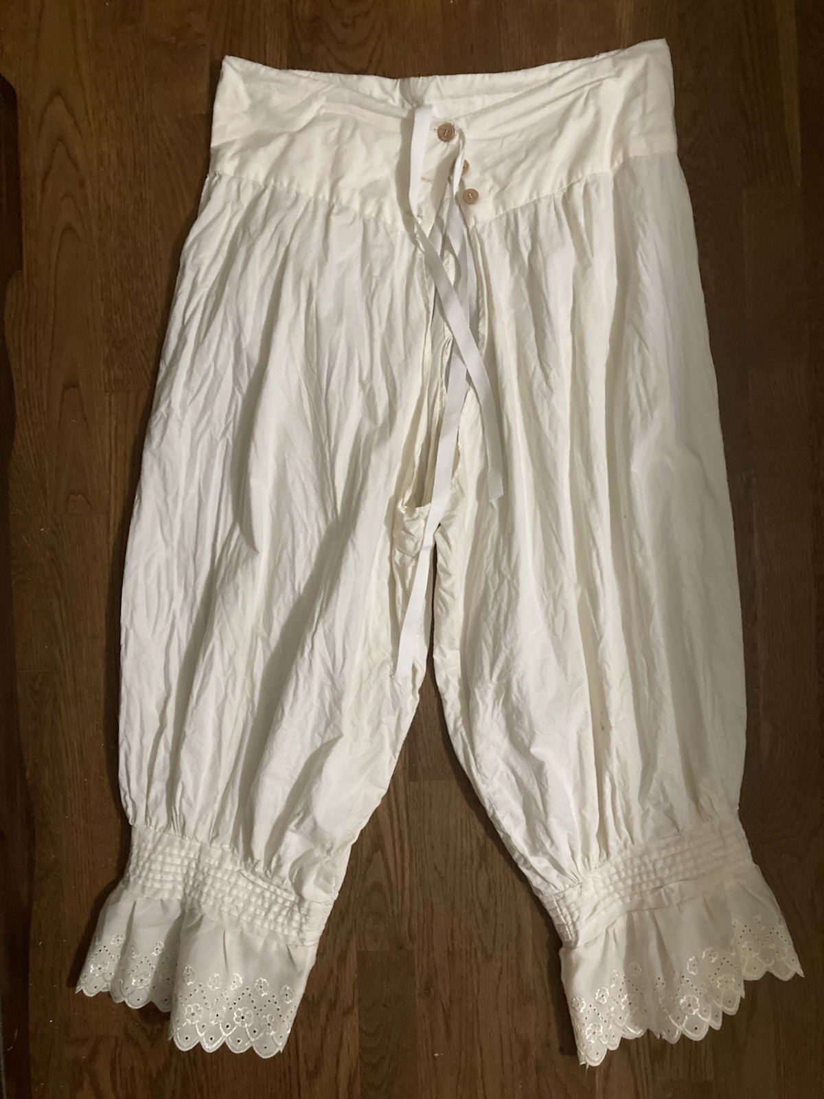 Vintage Victorian Ivory Ruffle Lace Bloomers Pantaloons Reenactment Clothes