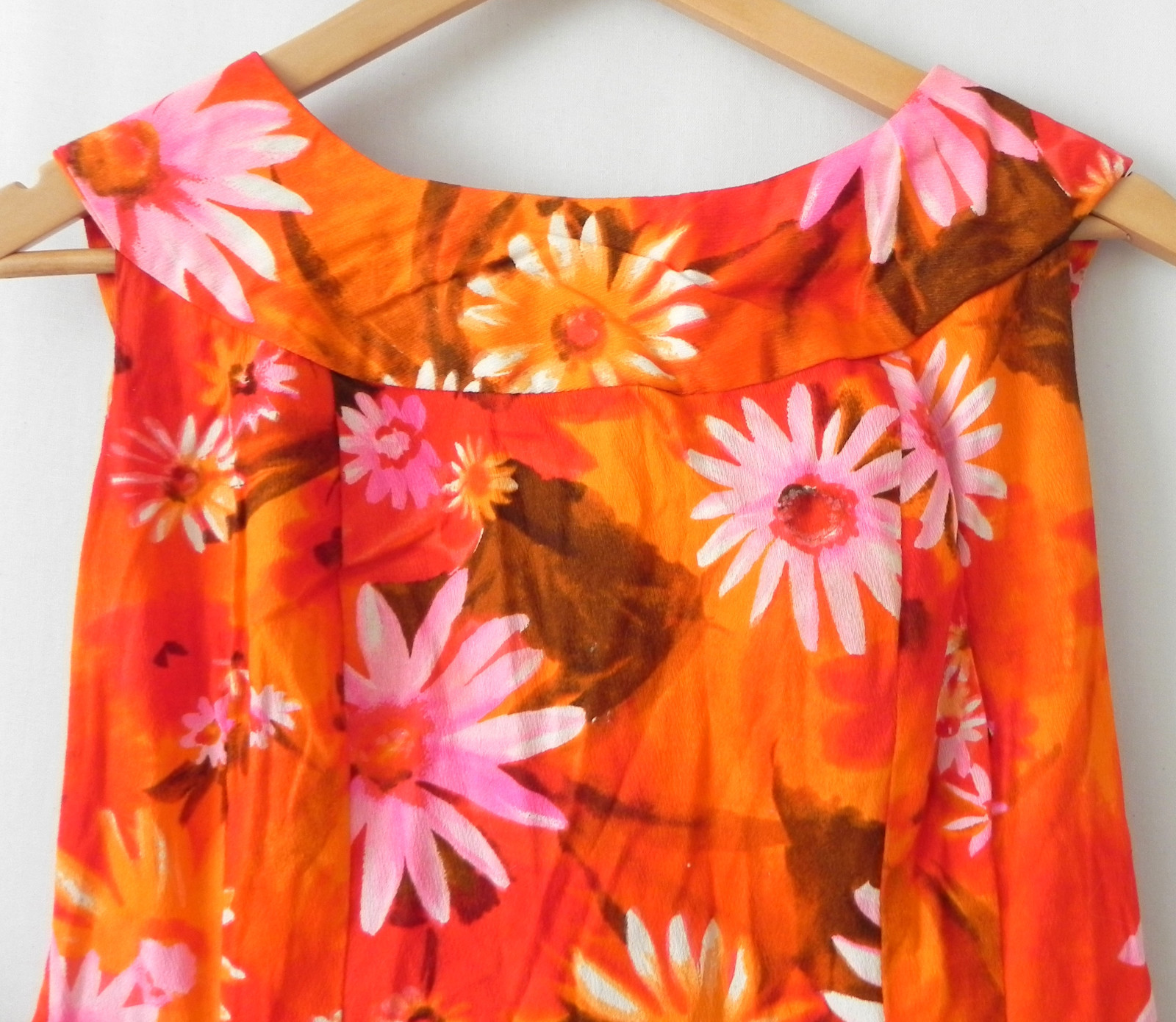 Vtg Sample Shop Waikiki Hawaii Maxi Dress Vibrant Color Floral Flared Size S