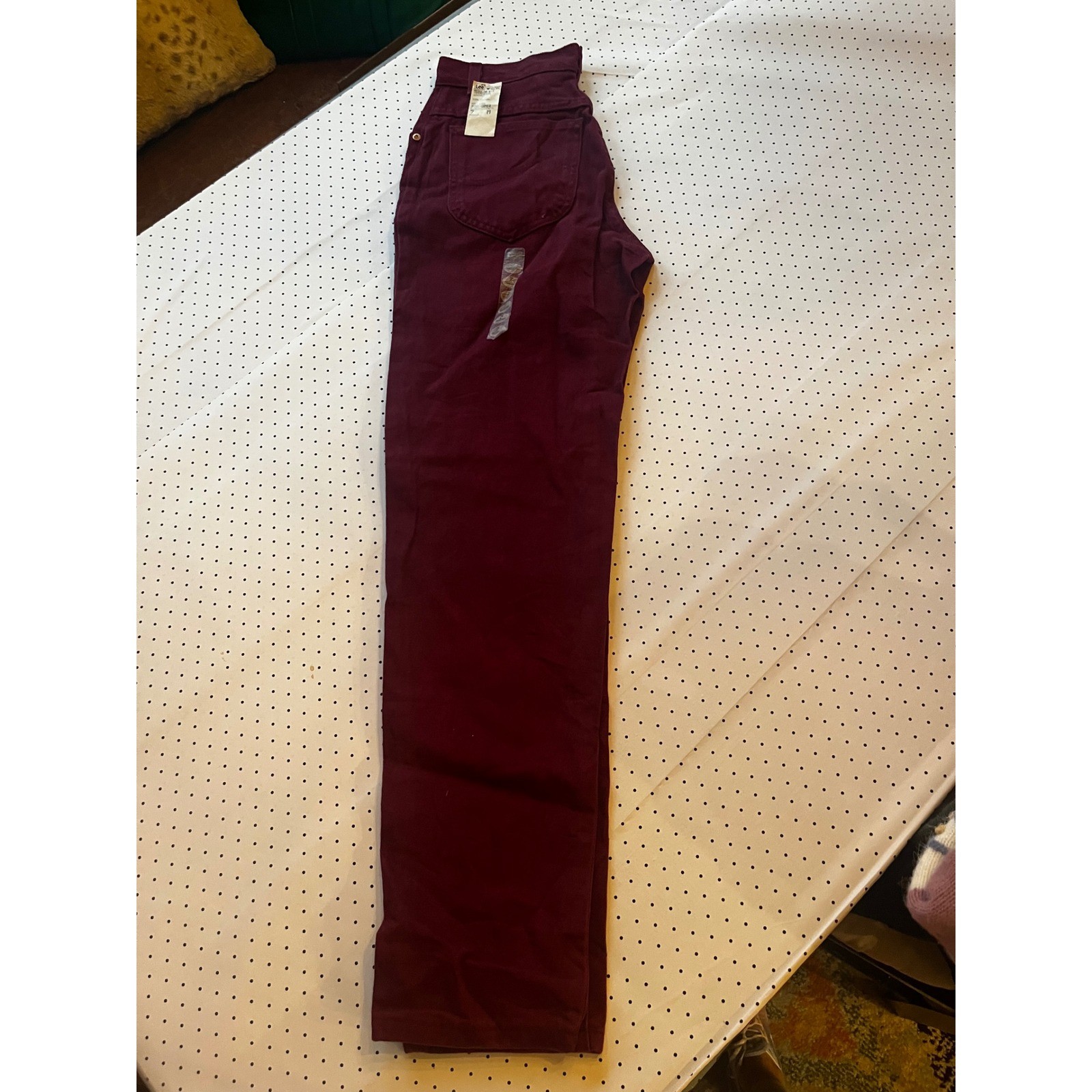 Vintage Lee USA Jeans Womens 2 24 Waist Port Wine Burgundy High Rise Tapered NWT