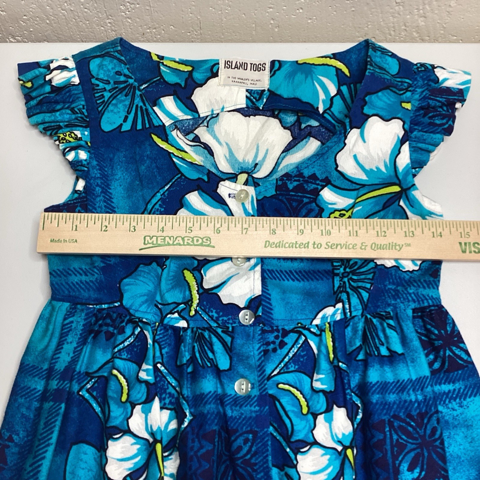 An Original Vintage Hawaiian Island Togs Dress Size X-Small Blue Floral