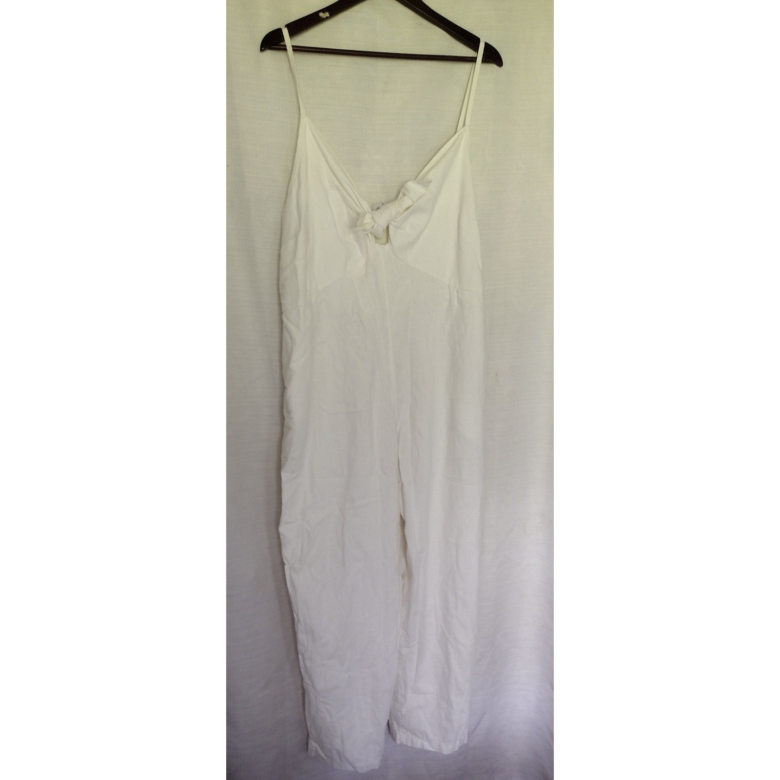 Old Navy Knotted Cami Cropped Jumpsuit–Women XXL-White Linen Blend-Beachy Style