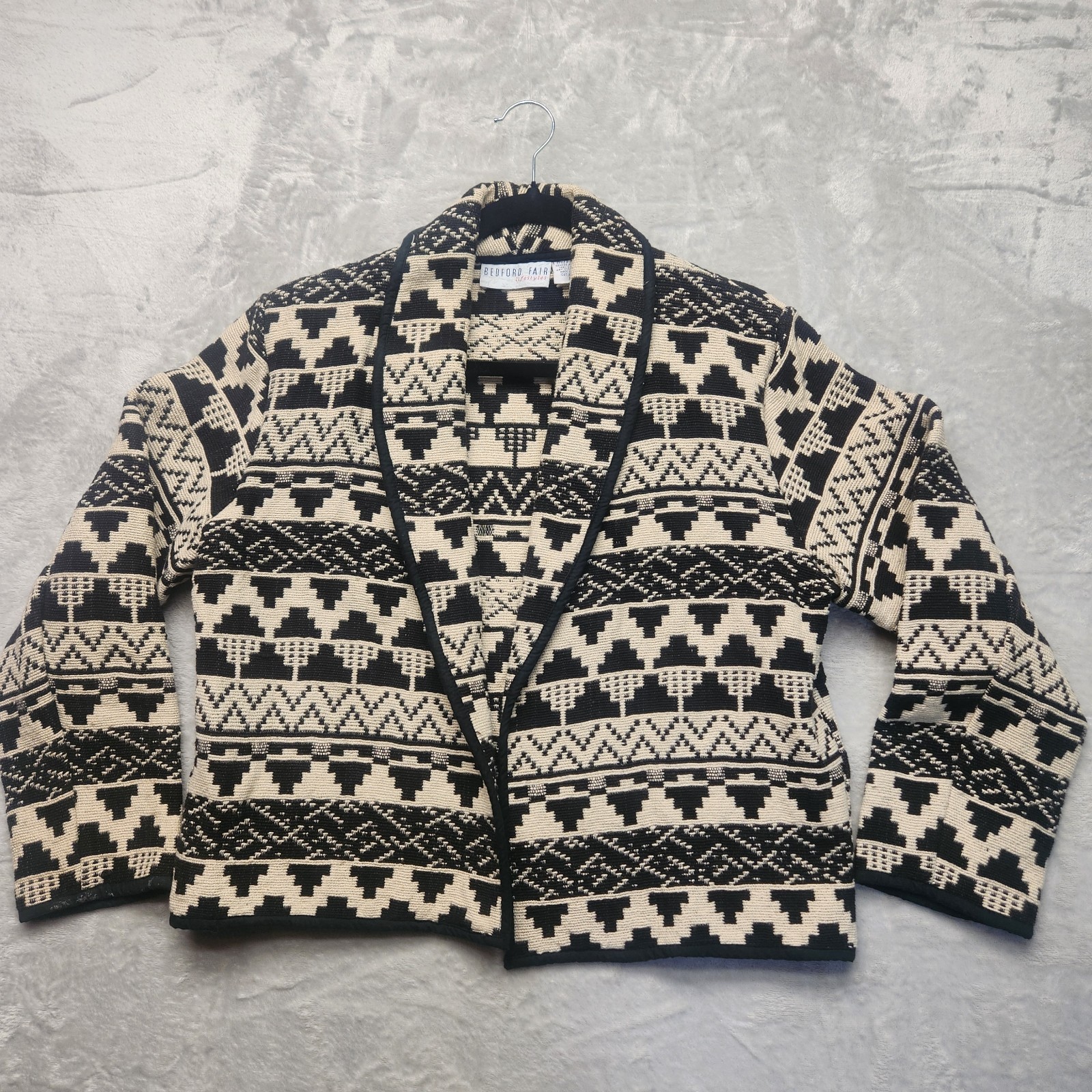 Bedford Fair Lifestyles WM M Vintage Jacket Black Cream Southwest Tapestry Aztec