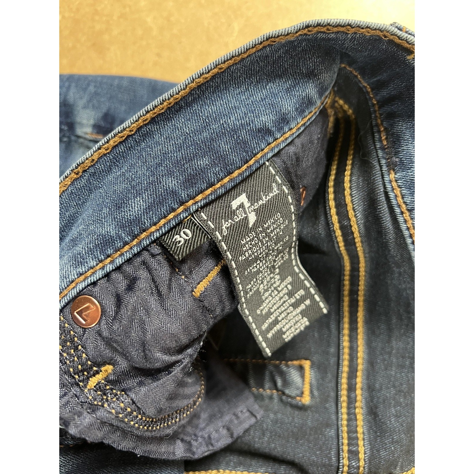 7 For All Mankind Jeans Womens 30 Blue Slim Skinny Ankle Split Hem Denim