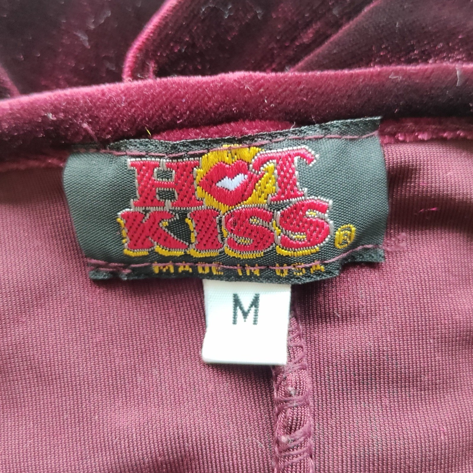 Hot Kiss Vintage 90s Velvet Midi Dress Burgundy Spaghetti Strap Bodycon Womens M