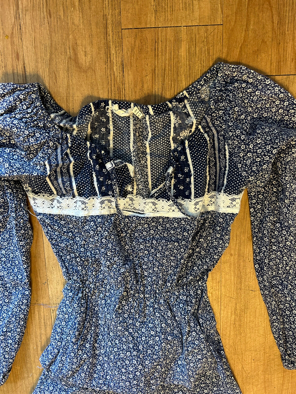 Vintage Prairie Dress 2 Pc Skirt Blouse Tier Cottage Pastoral S 30 Leo New York