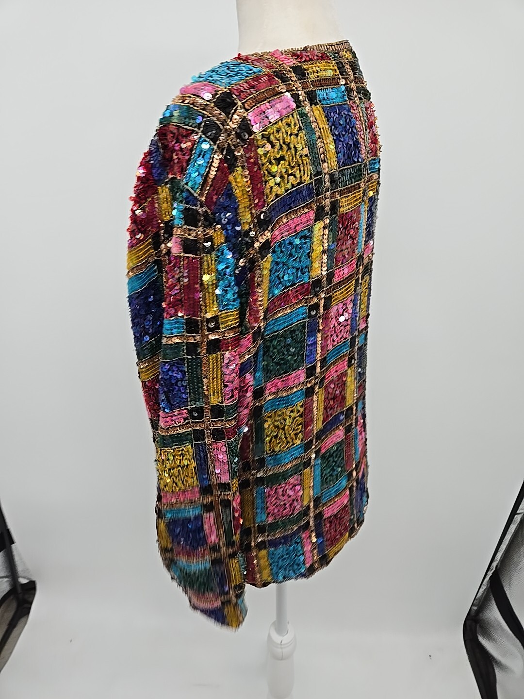 Vintage Channa Fully Sequin Coat Jacket Blazer Top Silk & Rayon Large
