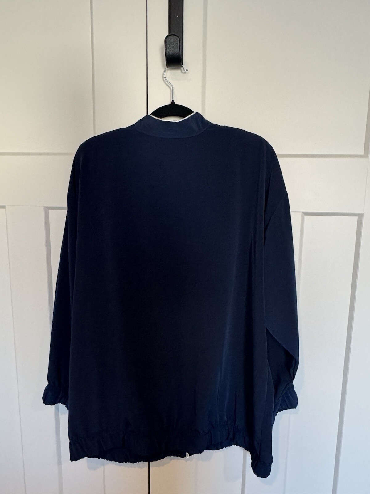 Silver Threads Navy Blue Jacket Size XL Vintage 90s Silver Stars Zip Retro