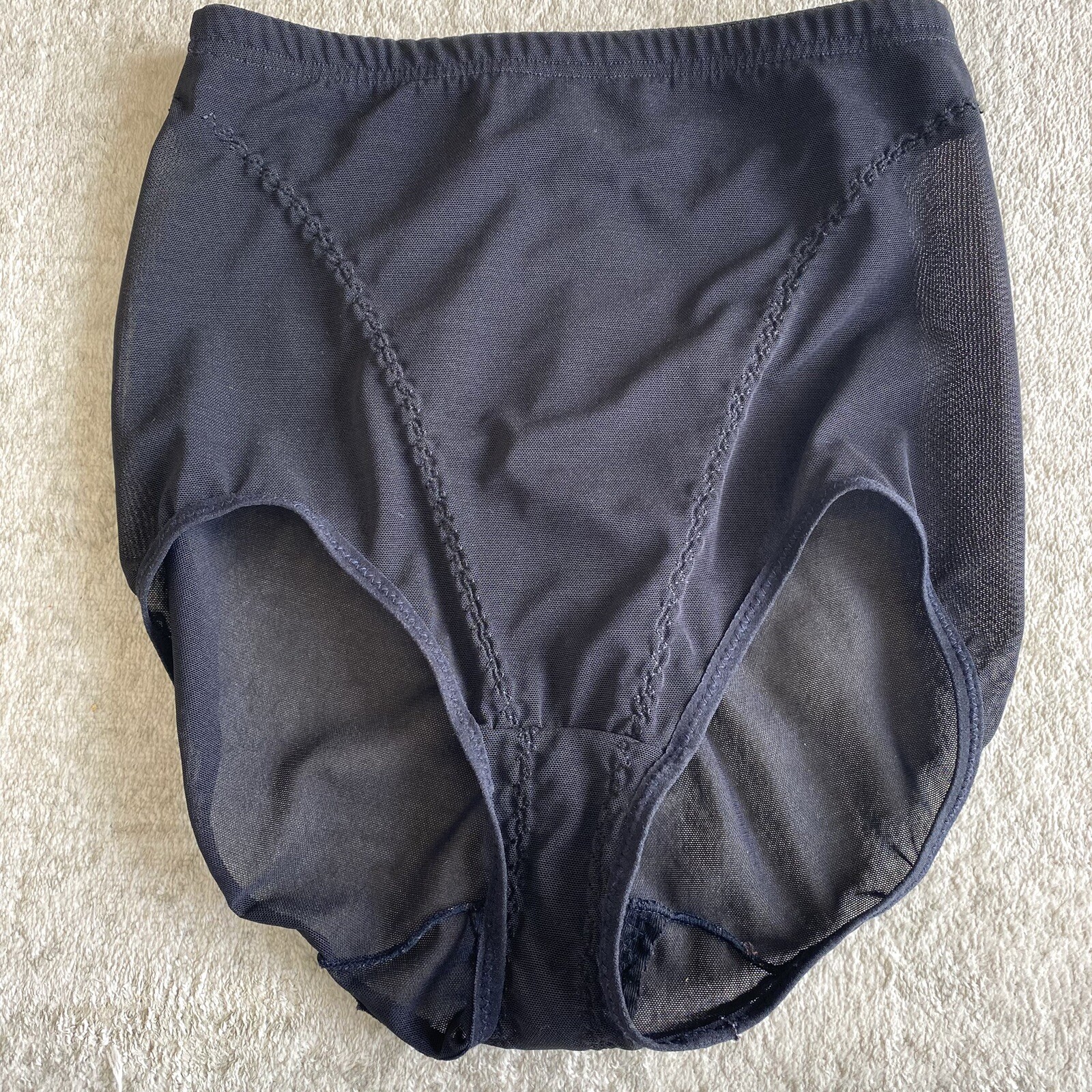 Vintage Flexees Black Control Hi Cut Waist Shaper Panties #5654 Union Label Med