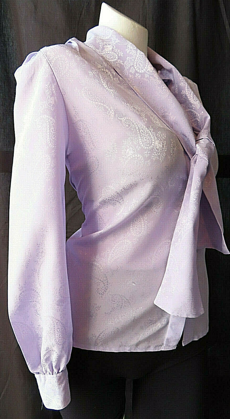 Compositions Women’s long Tie Collar Light Purple Blouse Size 8
