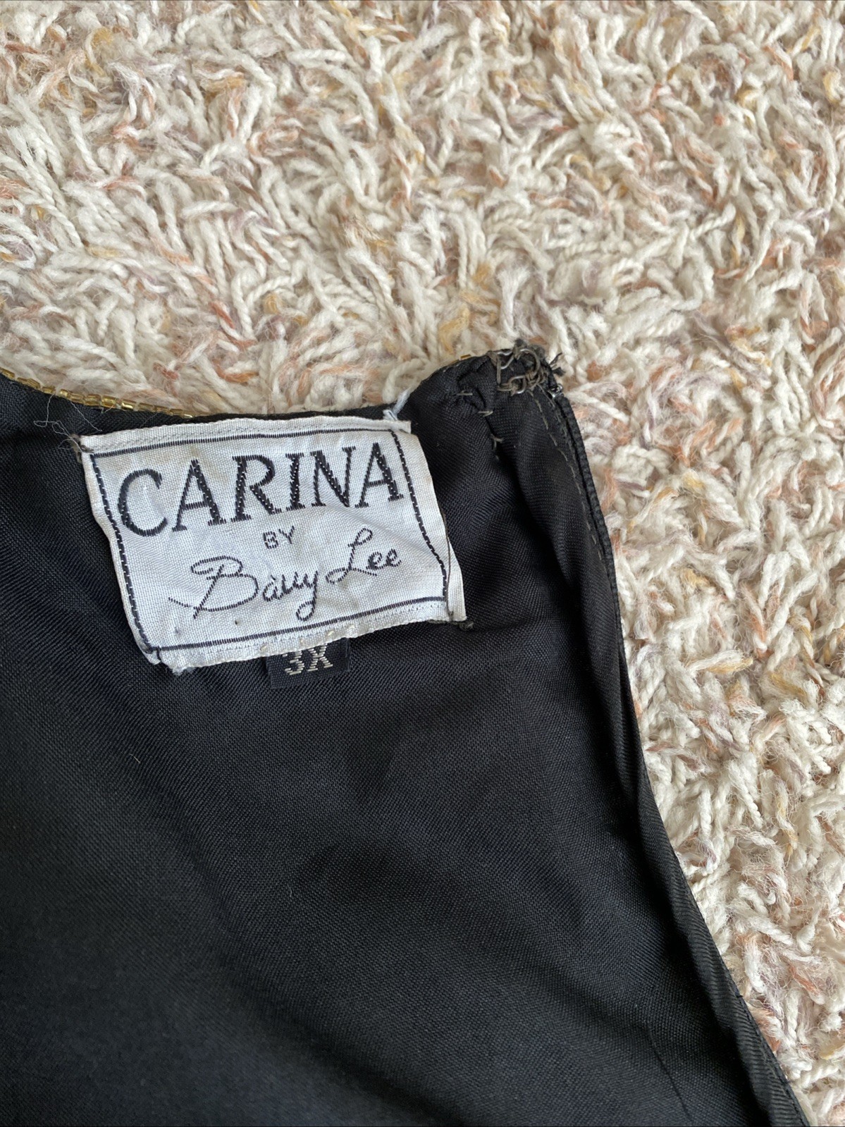 Vtg Carina Women’s Lot Of 2 Silk Beaded Two Piece Outfit Top Skirt Black Sz 3XL