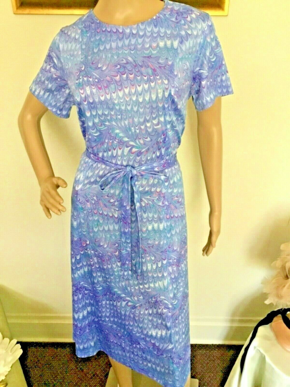 70’s Vintage Lavender Pink Psychedelic Splatter Shift Dress Jacket Set