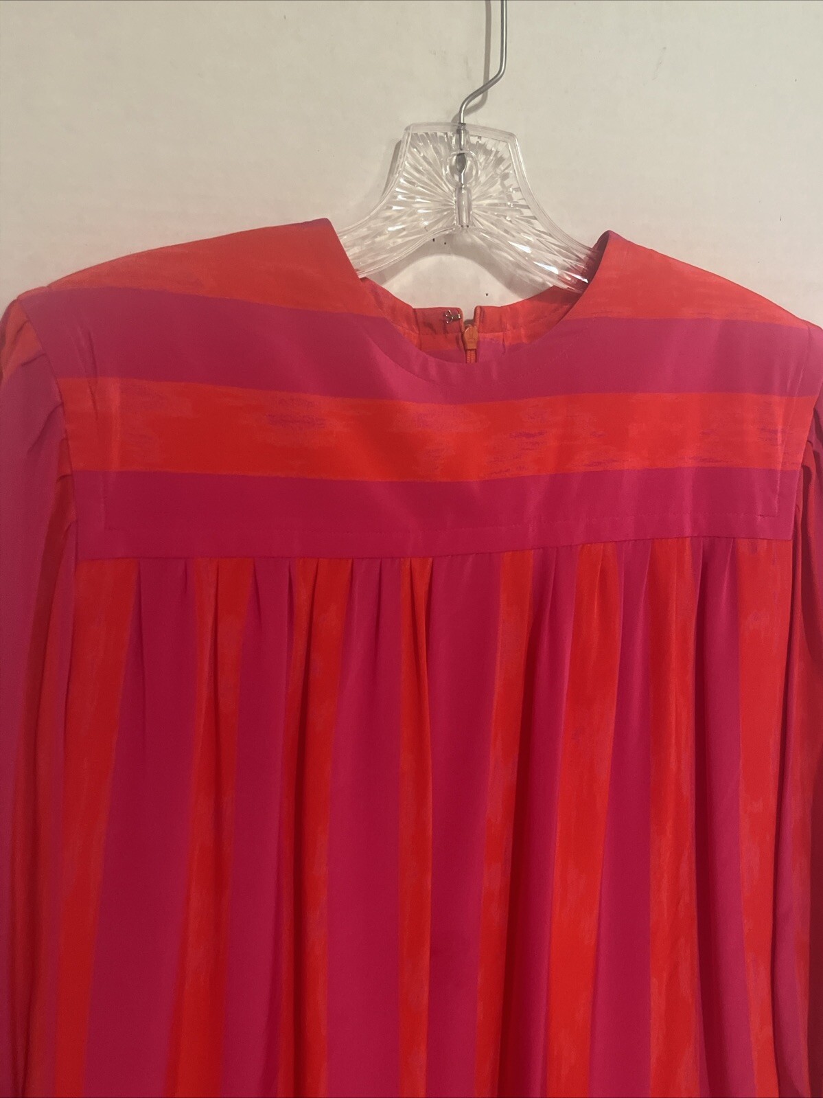 VINTAGE ADELE SIMPSON SILK COCKTAIL SHIFT DRESS PINK ORANGE Striped Size 12