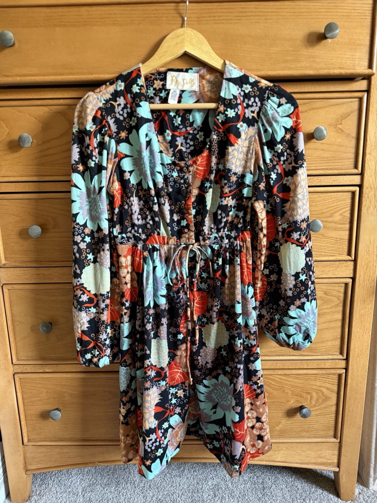 Vintage 1960s Rag Dolls San Francisco Floral Babydoll Doll Mini Dress Womens S/M