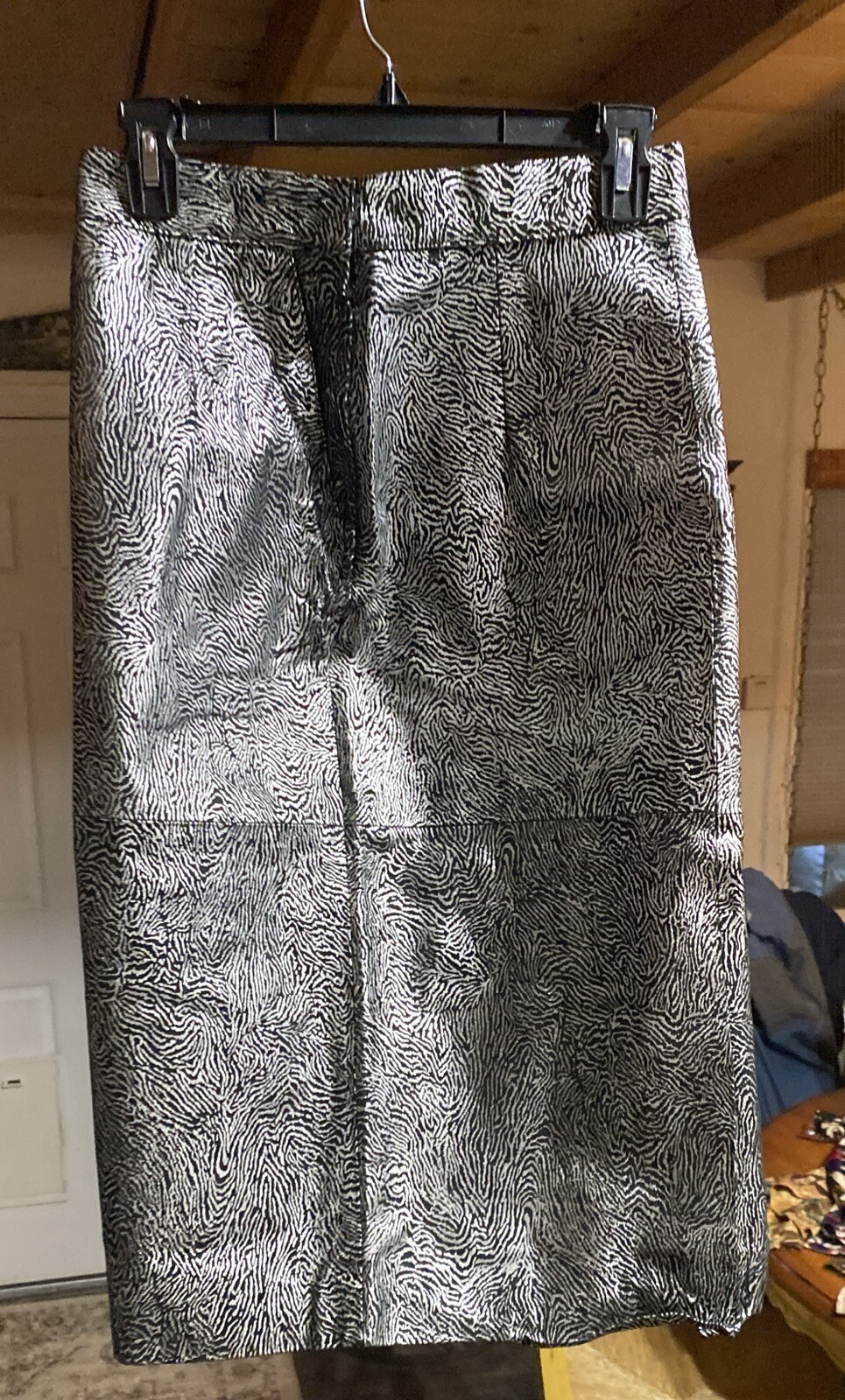 Pia Rucci Leather Skirt Size 10 Small Zebra Pattern Nylon Lining