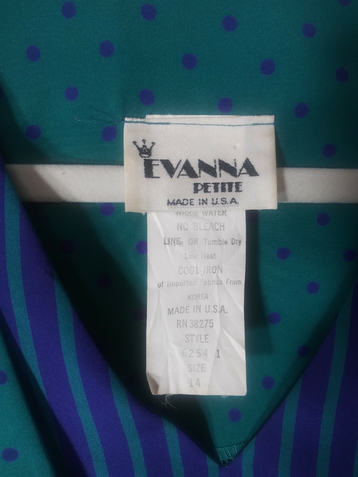 Evanna Vintage 80s Polka Dot Striped 2-Piece Office Set Made in USA 14 Petit