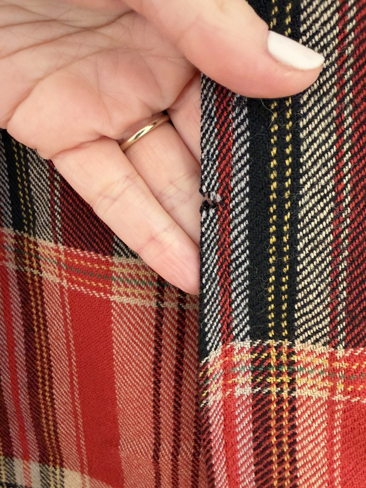 Vintage Ralph Lauren Country Plaid Wrap Wool Fringe Skirt, Sz S/M