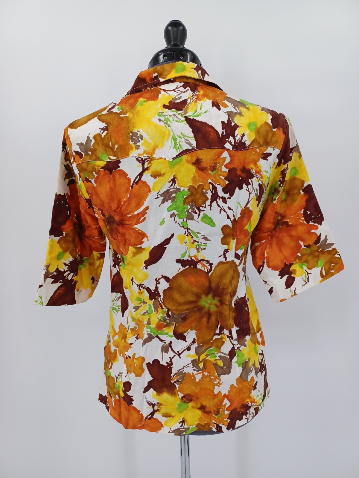 Vintage H BAR C Of California Ranchwear Multi-Color Floral Shirt Size 34