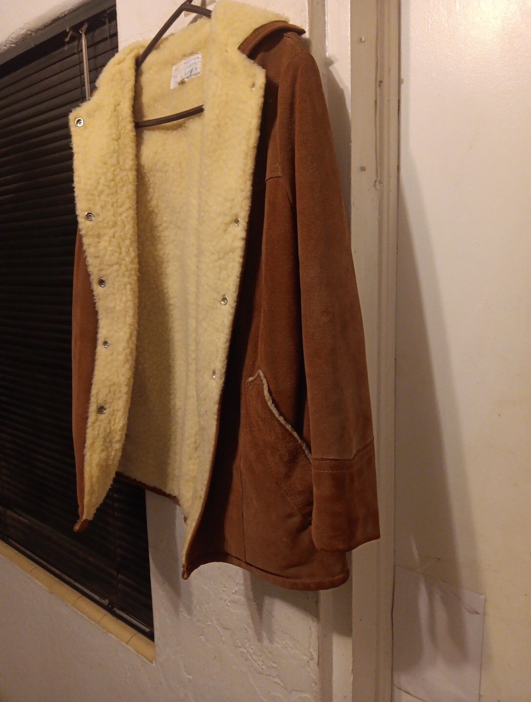 Simco Coat Suede Leather Vtg 60s 70s Western Trucker Jacket Fur Sherpa Womans 14