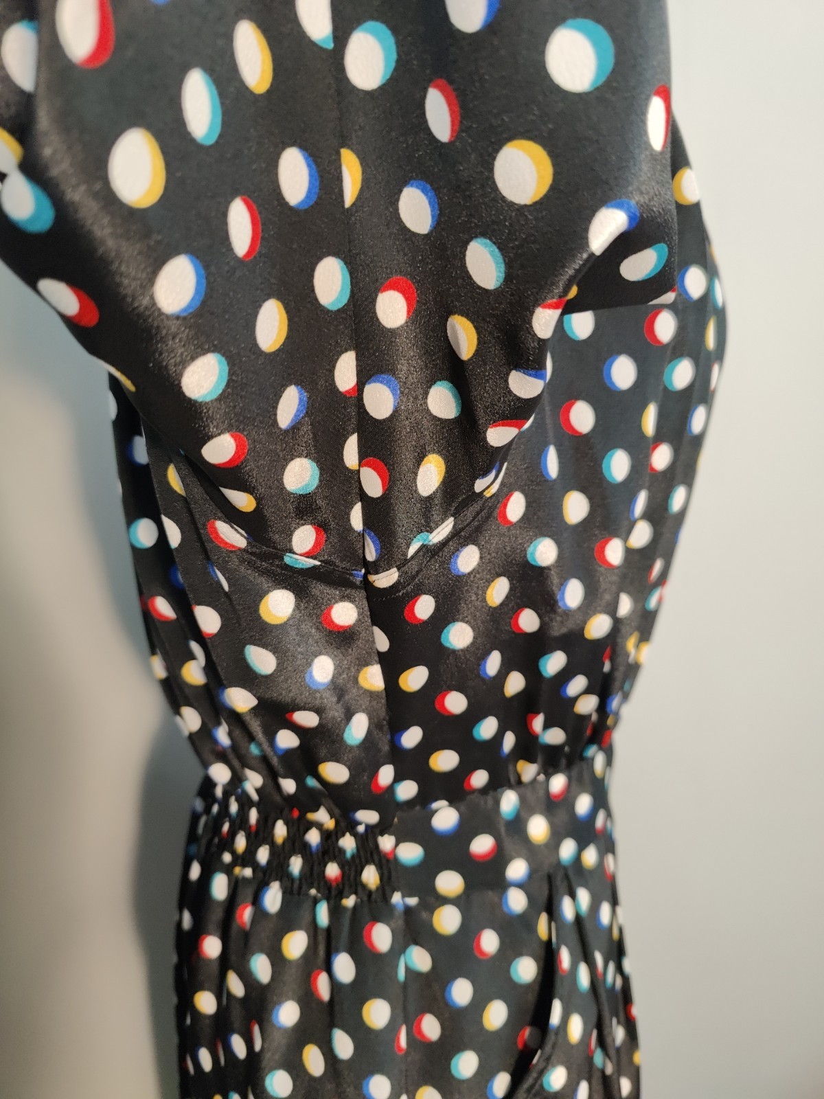 Vtg Leslie Fay 80’s Polka Dot Secretary Dress Sz M Career Shoulder Pads Pockets