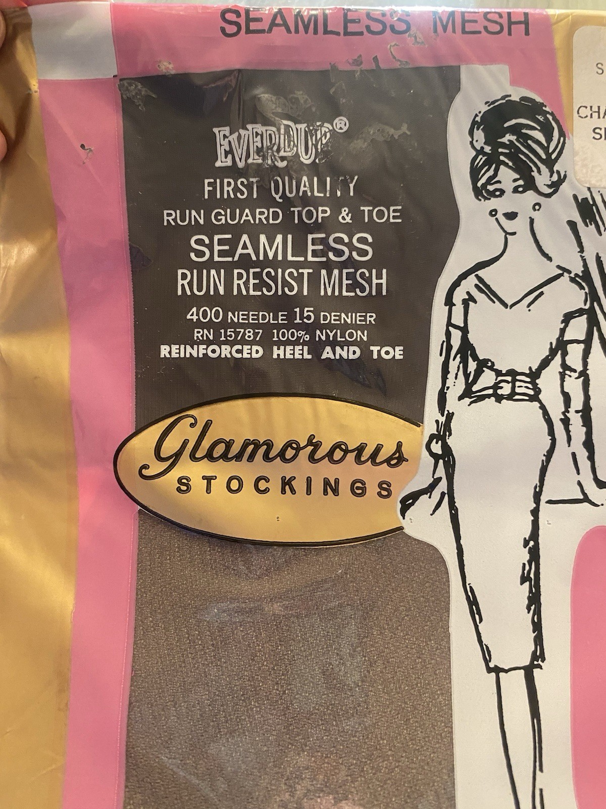 Glamorous Stockings seamless mesh nylons from the 1960s Charcoal Vintage 8 1/2