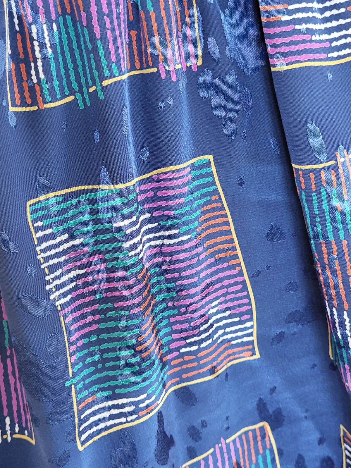 Da Rue Of California Vintage Blue Polyester Geometric Design Blouse Large