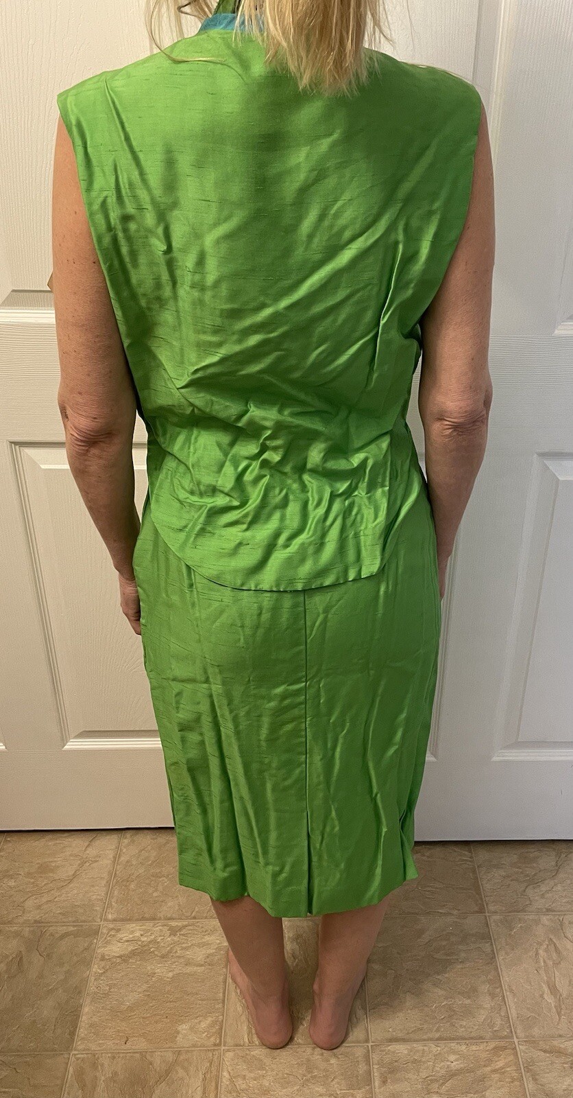 Vintage 1960’s?  Phil Rose of California Bright Green Sleeveless Top And Skirt