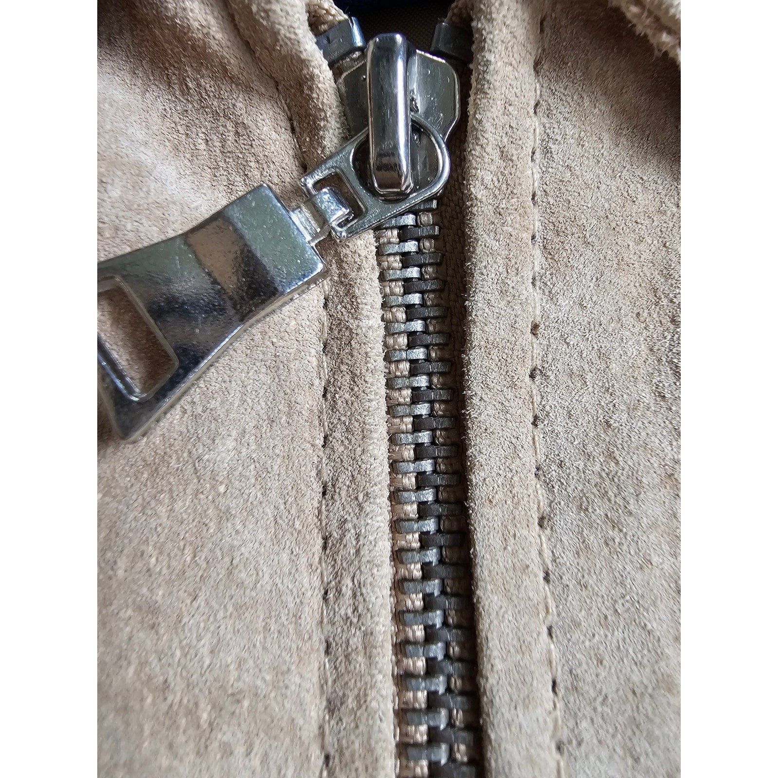 Vintage Y2K Tan Genuine Suede Leather Zip Jacket Lace Up Accents | Western