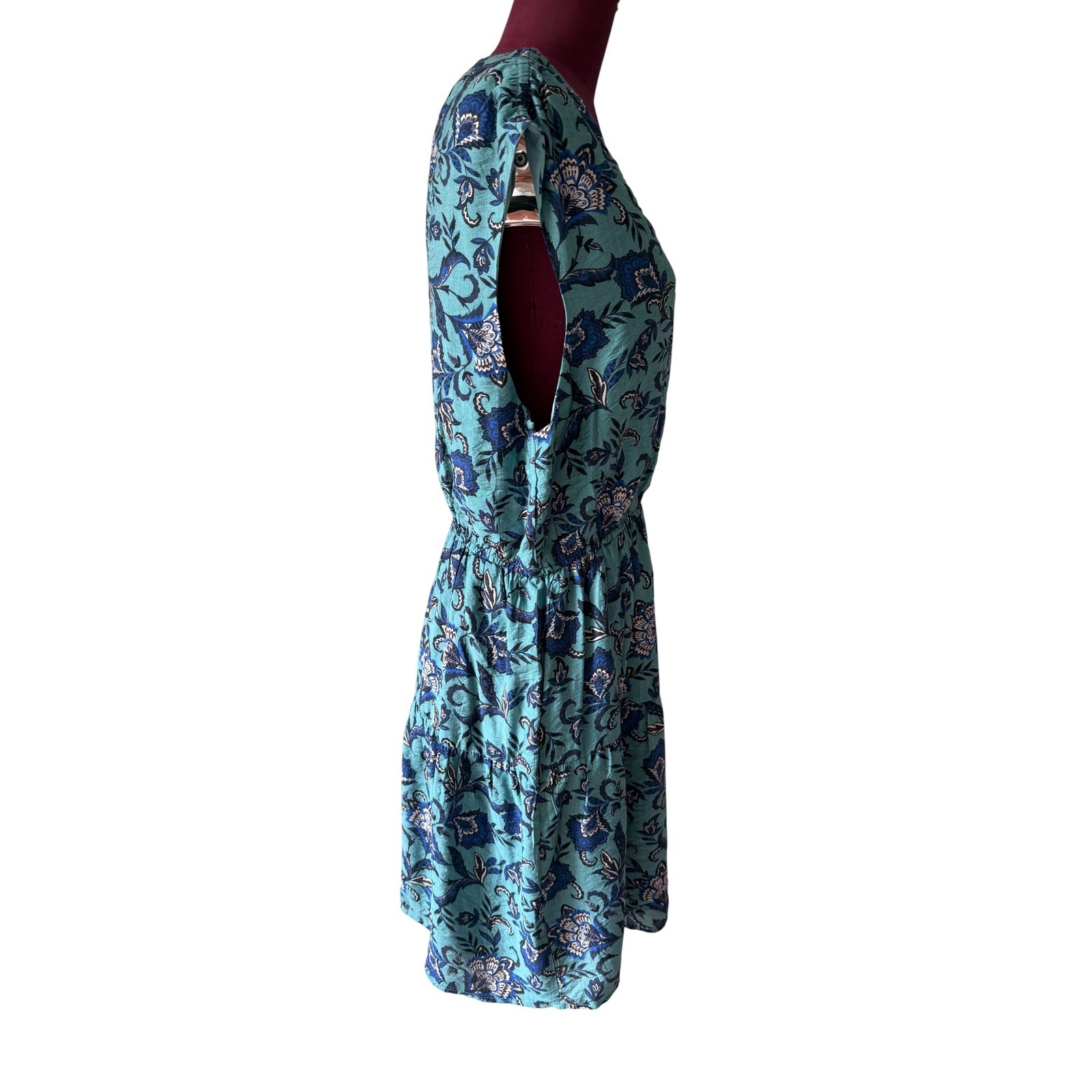Evereve Mini Dress Georgia NEW Sleeveless Floral Blue Teal Multi XL