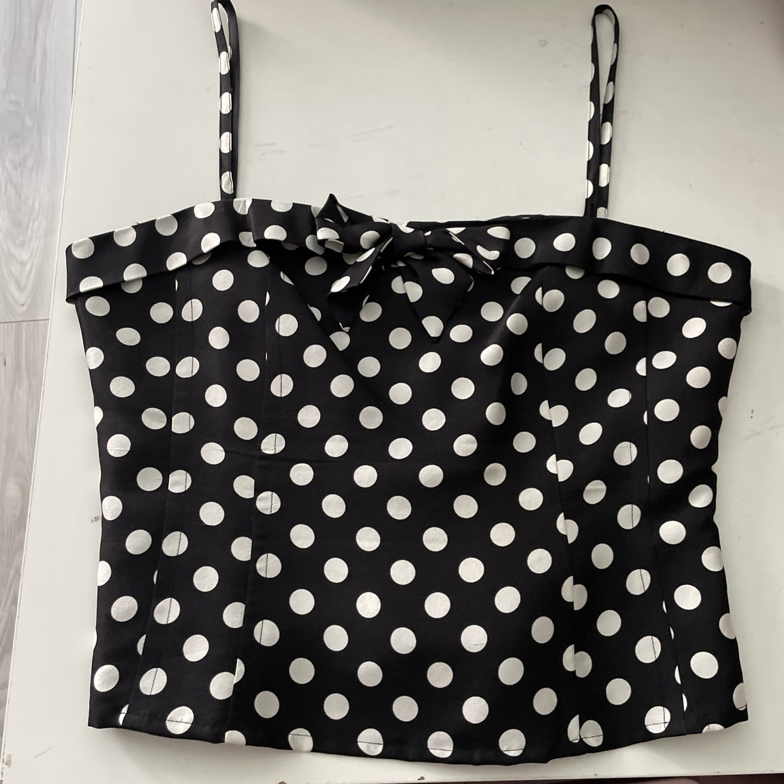 Vintage Silkland Blouse Top BlackWhite 100% Silk Tank Spaghetti Strap SzM