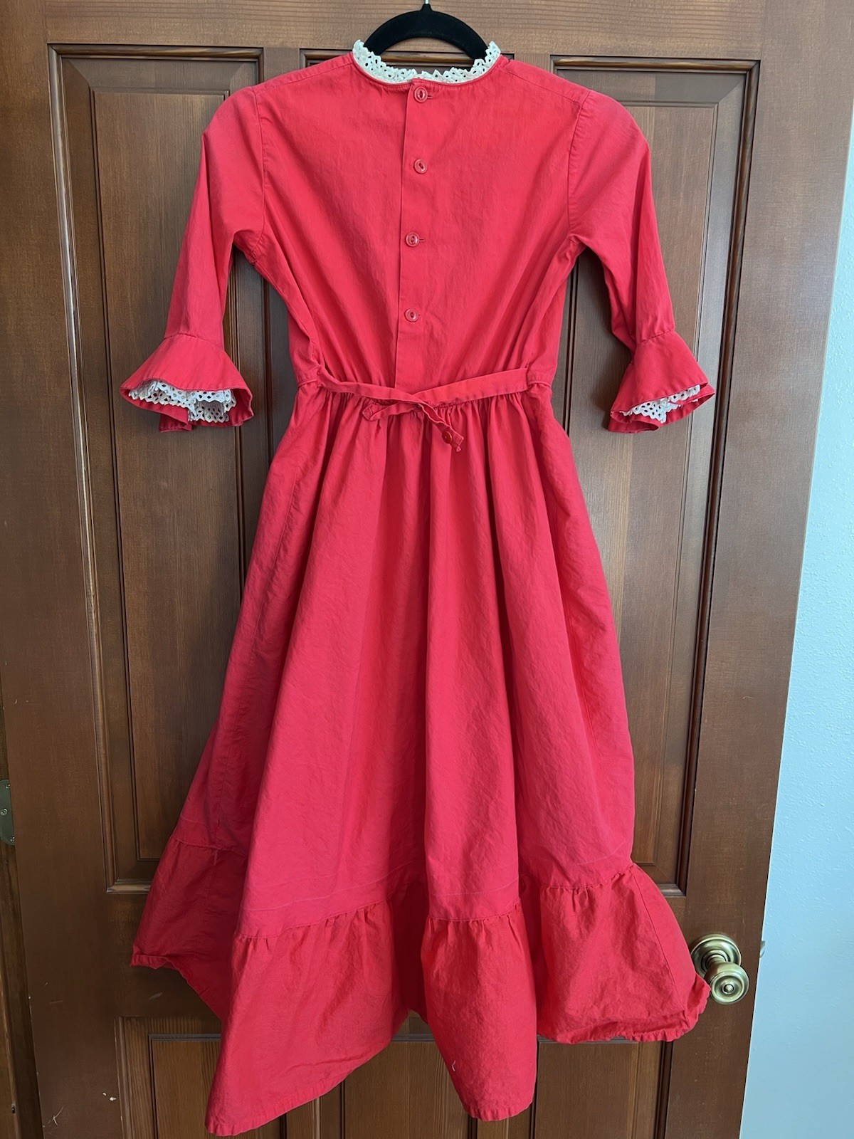 Small Vintage Cottage Core Prairie Hot Red Dress, No Brand