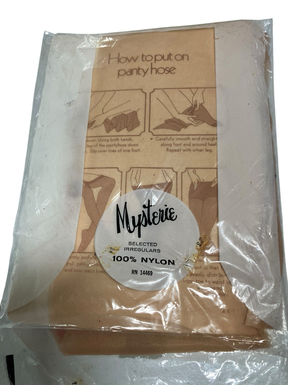1 Pair of Mysterie Brand vintage Nylon Panti Hose Tantone Short Irregulars
