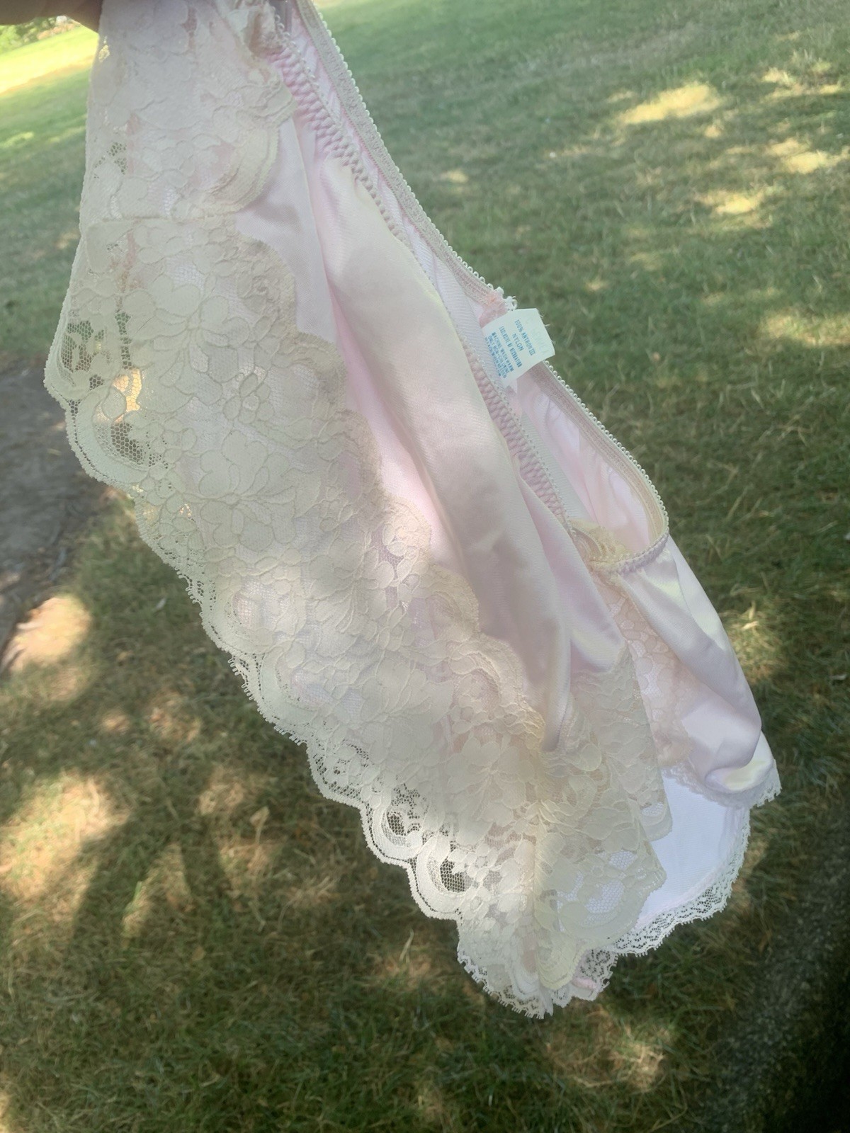 VTG JC Penney Pink Nylon Lace Panties Large 16-18 USA Granny Silky Satin Sheer
