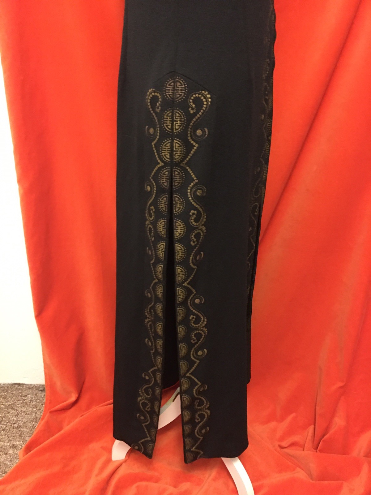Alfred Shaheen 70s black maxi dress cheongsam style mandarin collar high cut m