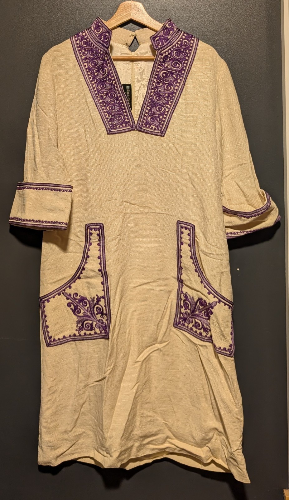 Vintage Nikos – Takis Couture Greece Women’s Kaftan Embroidered Dress One Size