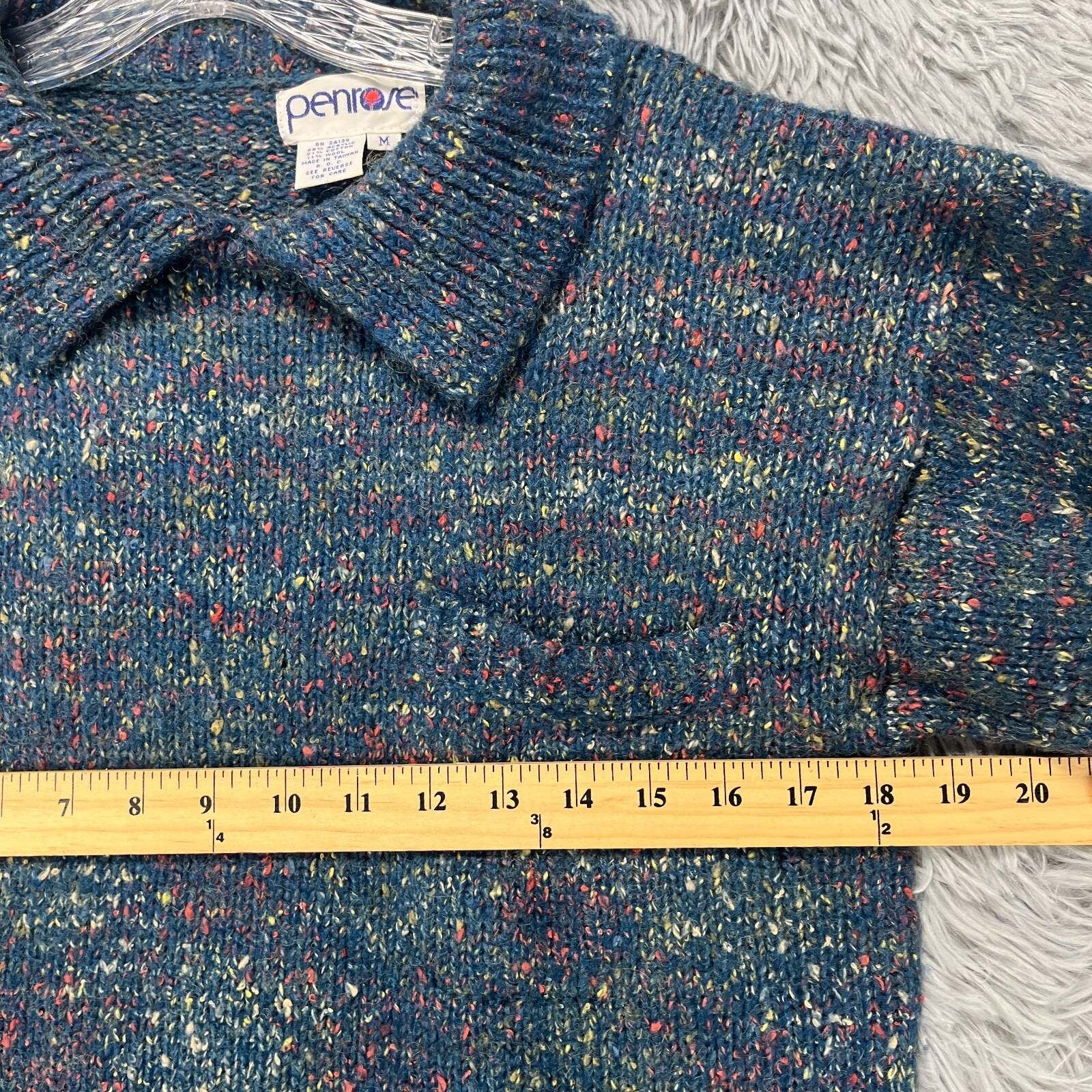 Vintage Penrose Pullover Sweater Womens M Blue Multi Preppy 80’s Retro Nostalgic