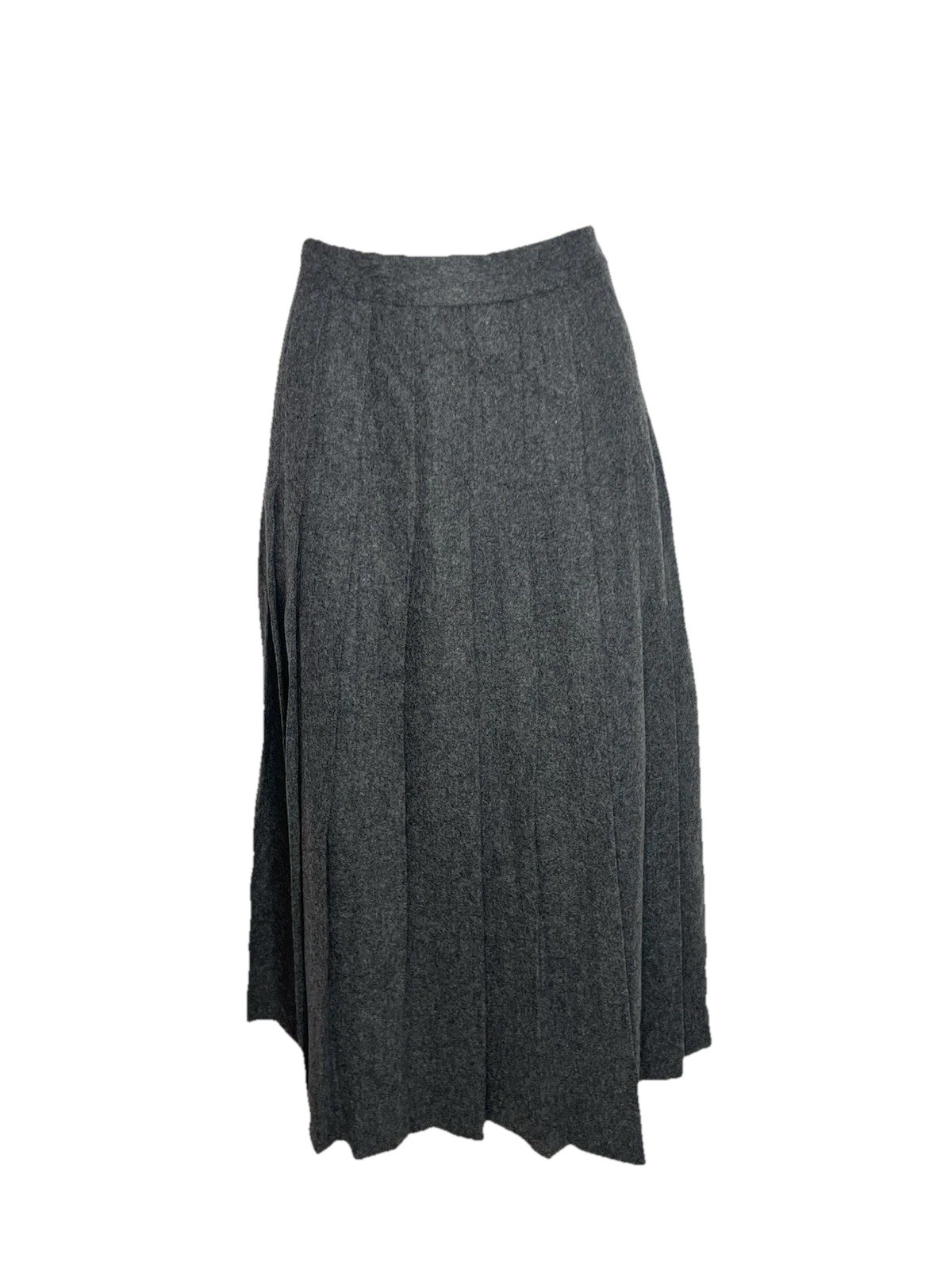 VINTAGE L.L.BEAN GRAY 100% WOOL MIDI PLEATED SKIRT MADE IN USE SZ 14