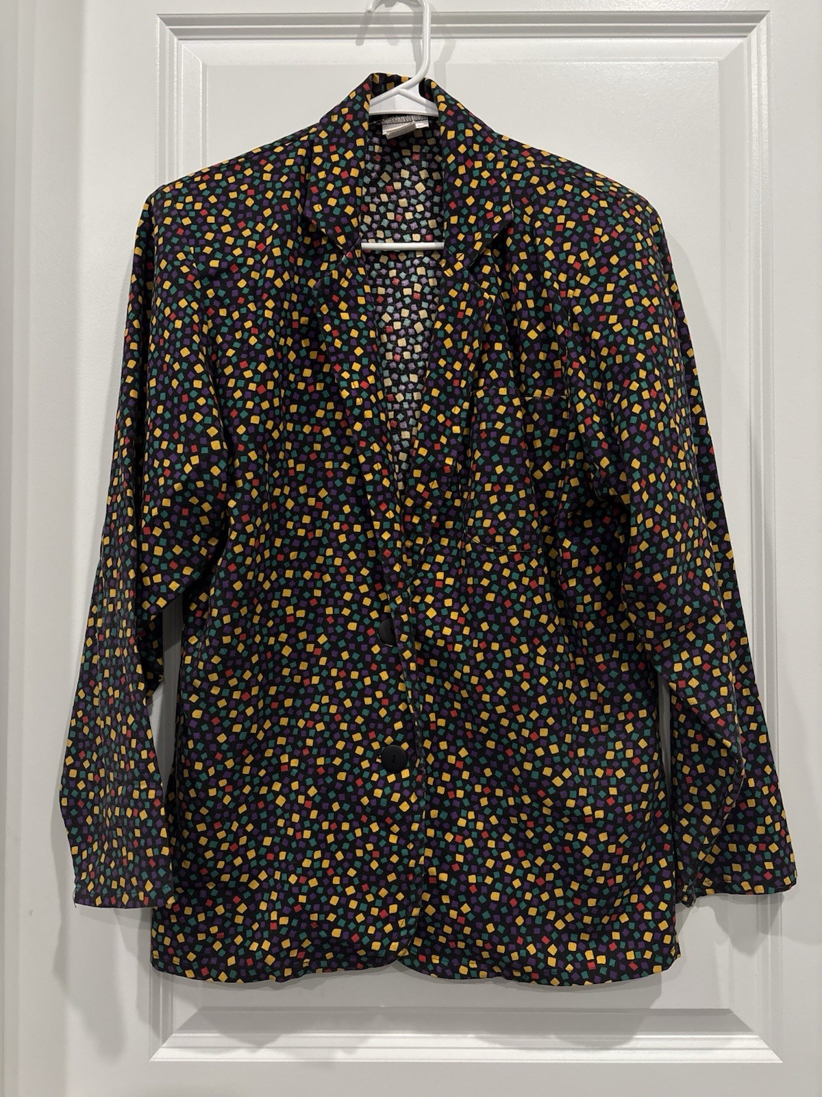 Avon Fashions VTG 90s Blazer Blouse Size 5/6 Long Sleeve Button Up Geometric
