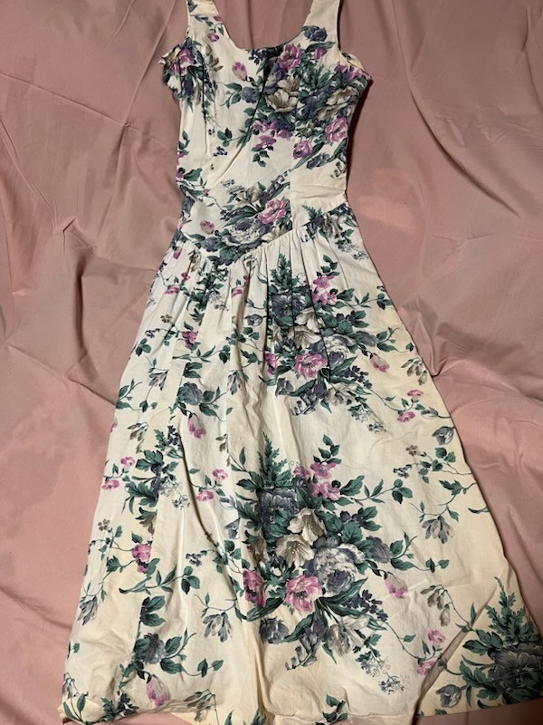 Vtg Joni Blair Floral Dress Cotton Cottagecore Romantic Sz9 100% Cotton