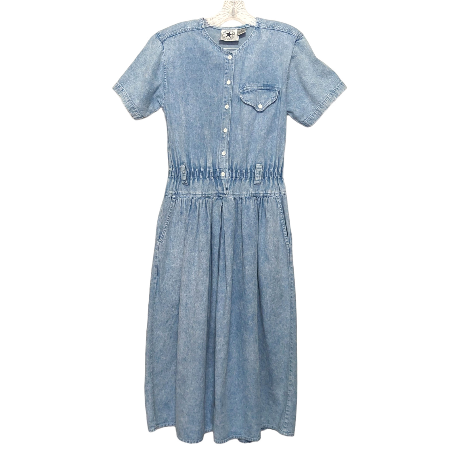 Vintage 80s Desperado Denim Shirt Dress Size 5 Prairie Modest Western Cowgirl