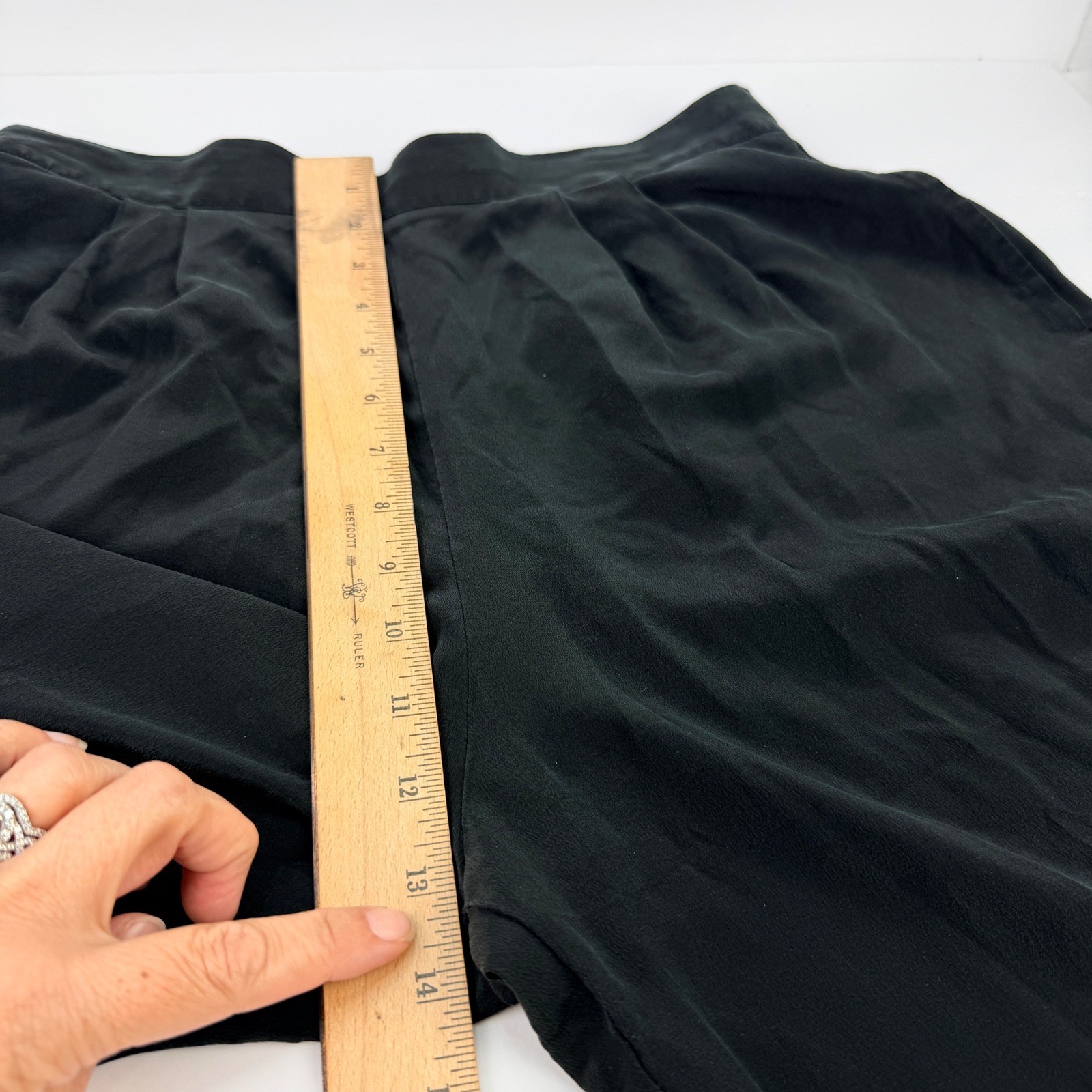 VTG I.B. Diffusion Women 12 Black Silk Pleated High Waist Tapered Trouser Pants